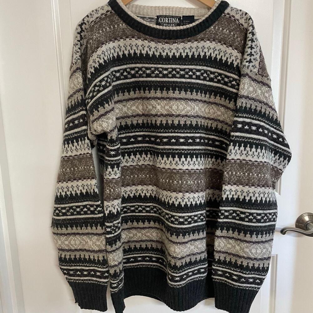 Vintage Cortina Italia Mens Wool Blend Sweater Italy Large Tall